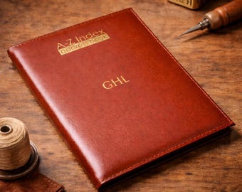 Libreta de direcciones personalizada de la A a la Z: tapa efecto cuero marrón, iniciales grabadas, libreta de contactos clásica