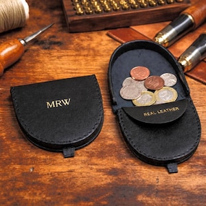 Monedero de cuero personalizado: monedero hecho a mano con iniciales grabadas, regalo para él