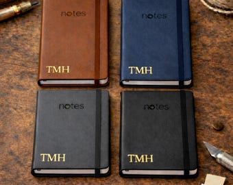 Personalised Embossed Notebook A6 or A5 Journal Gold Initials