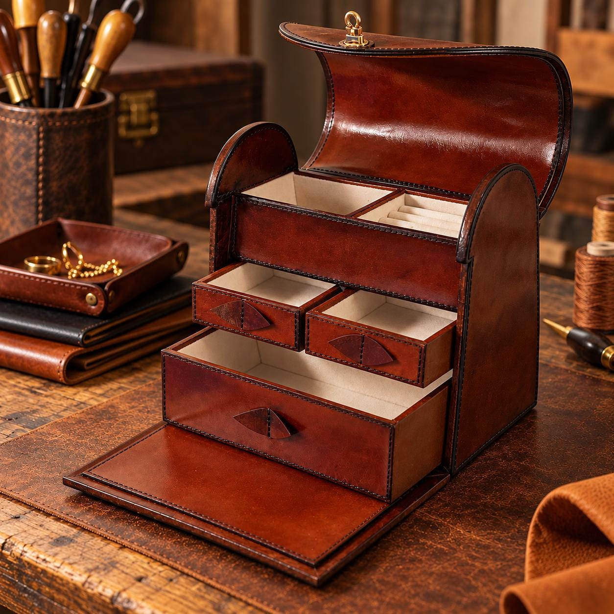 Vintage leather jewelry box - Etsy 日本