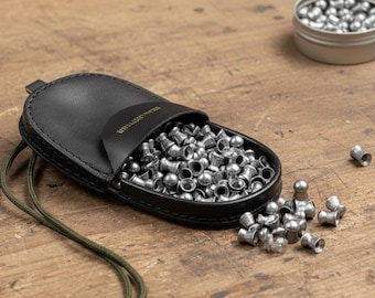 Personalised Leather Air Rifle Pellet Pouch With Embossed Initials