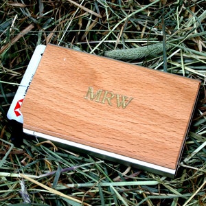 Porte-cartes personnalisé avec mécanisme pop-up style bois avec personnalisation gratuite en cadeau de Noël
