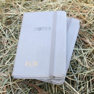Personalised Pair Of A6 or A5 Notebooks Journals in Brown, Blue, Grey or Black Free Gold Embossing Christmas Gift