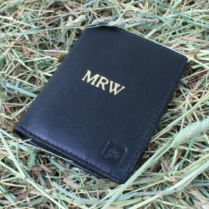 Personalised Card Holder Leather Bifold Wallet Free Initials Foil Embossed Christmas Gift