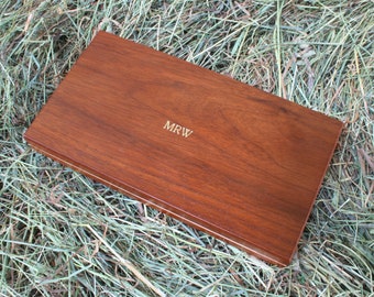 Personalisiertes Holz Backgammon Pub Set Magnetbox Free Gold Prägung