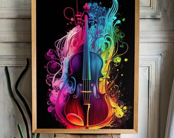 Music Lover Gift for Classical Violin Player Rainbow Violin Instant Download Music Wall Art