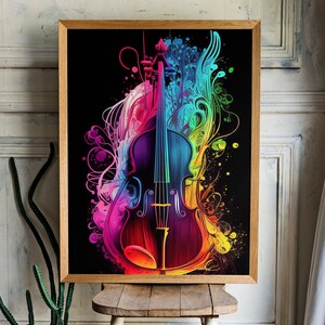 Music Lover Gift for Classical Violin Player Rainbow Violin Instant Download Music Wall Art