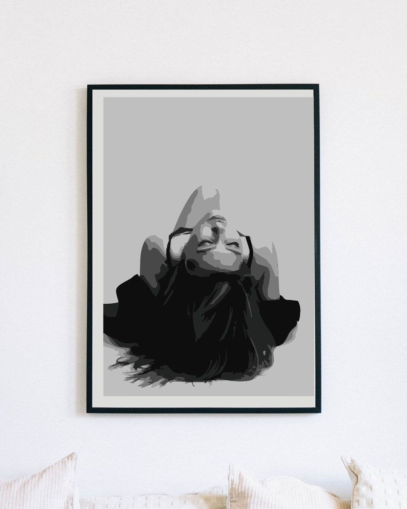 Female Body Nude Illustration in Black and White, Nude Woman Poster