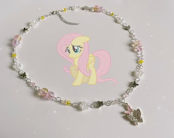 Handmade Fluttershy inspired Necklace - My Little Pony Friendship is Magic cottagecore cutecore fairycore dollette MLP jewelry accessory