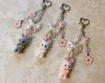 Baby Bunny Purse Bag Charms - Cutecore Rabbit Dollette Accessory Jewelry Pendant