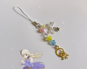 Handmade Lucy Heartfilia inspired Phone Charm - Celestial Cutecore Cottagecore Phone Accessory Keychain jewelry