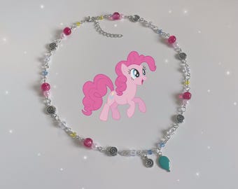 Handmade Pinkie Pie inspired Necklace - My Little Pony Friendship is Magic cottagecore fairycore cutecore MLP Jewelry Accessory Jewellery