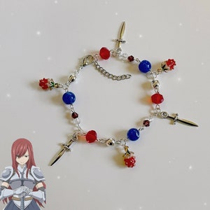 Erza Scarlet Inspired Charm Bracelet - Fairy Tail Cosplay Anime Jewelry Jewellery