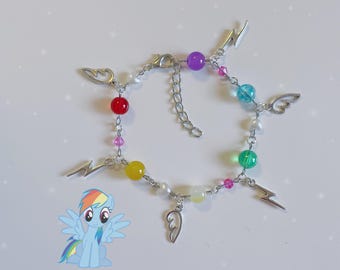 Braccialetto con ciondolo fatto a mano ispirato a Rainbow Dash - My Little Pony cottagecore fairycore MLP jewelry
