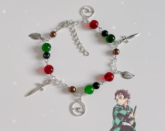 Handmade Tanjiro Kamado Inspired Charm Bracelet Anime Demon