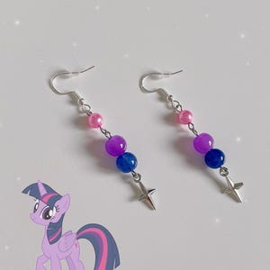 Handmade Twilight Sparkle inspired Sterling Silver Charm Earrings - My Little Pony Friendship is Magic Cutecore MLP jewelry accessory