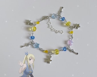 Handmade Lucy Heartfilia Inspired Star Charm Bracelet - fairycore cottagecore dollette Anime jewelry Jewellery