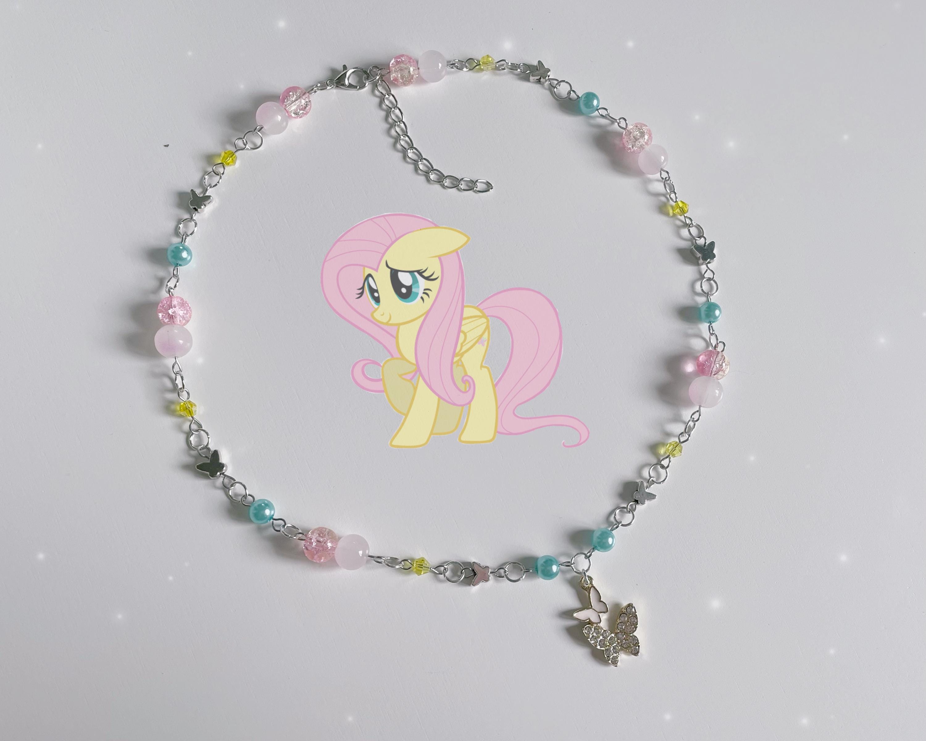 Handmade Fluttershy inspired Necklace - My Little Pony Friendship is Magic cottagecore cutecore fairycore dollette MLP jewelry accessory