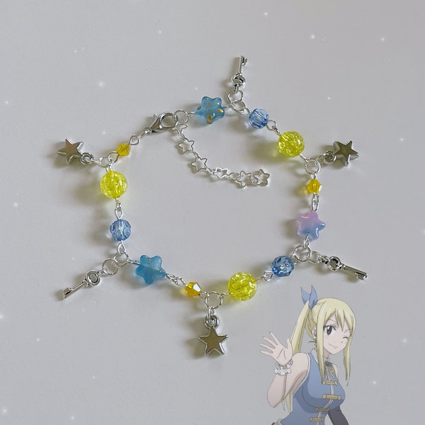 Handmade Lucy Heartfilia Inspired Star Charm Bracelet - fairycore cottagecore dollette Anime jewelry