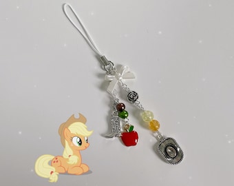 Handmade Applejack inspired My Little Pony Phone Charm - Cutecore Cottagecore MLP FiM Phone Accessory Keychain jewelry