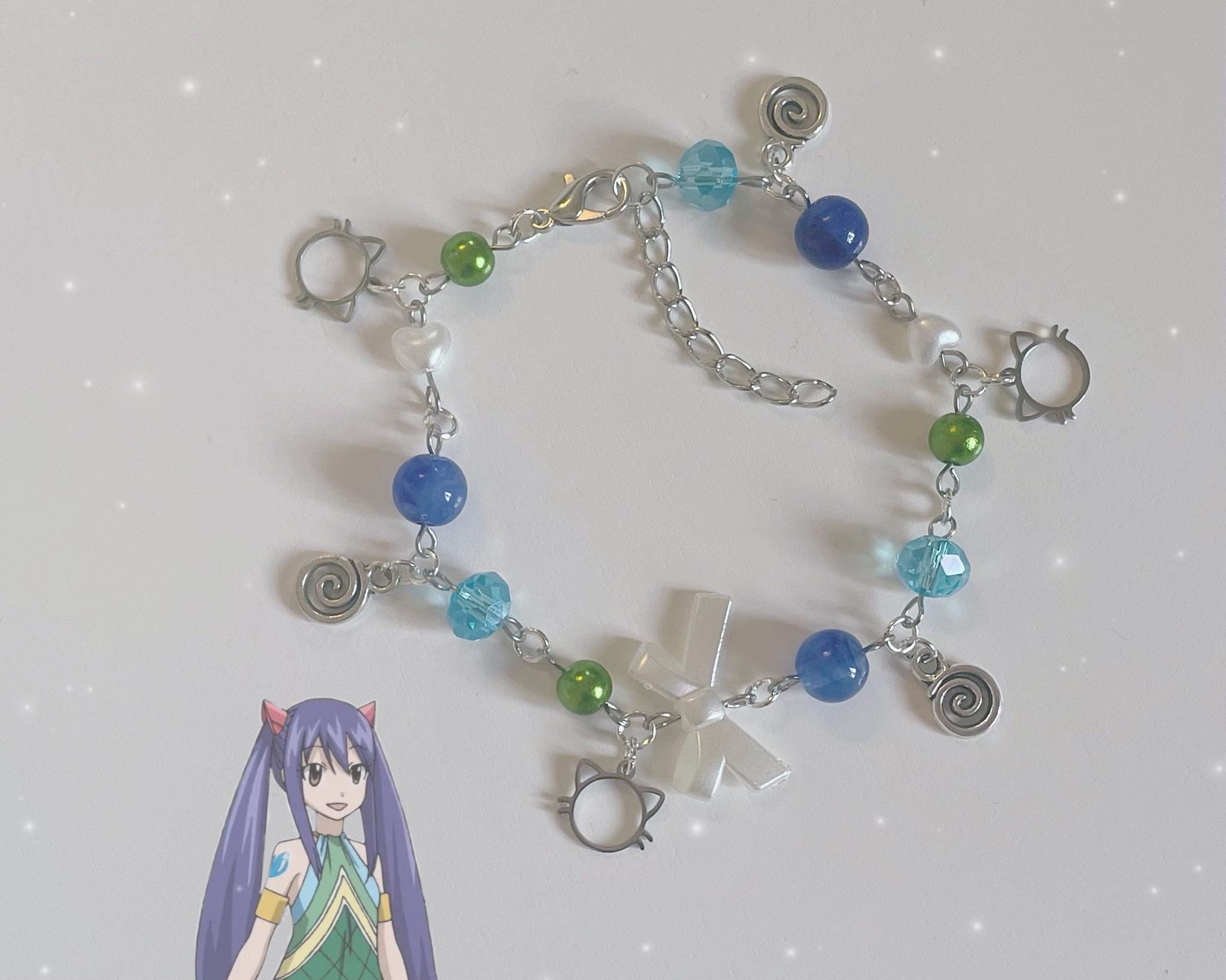 Handmade Wendy Marvell Inspired Charm Bracelet - cottagecore cutecore kitten Anime jewelry Jewellery