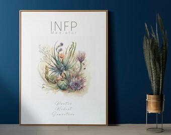Introvert Watercolor Art Gift, Unique Wall Art for Introvert, Stylish Floral Introvert Print, MBTI Psychology Introvert INFP