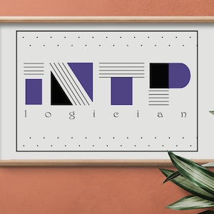 INTP Logician Myers Briggs Mbti Personality Type, INTP minimal typography  art deco print, Elegant Personality gift for INTP