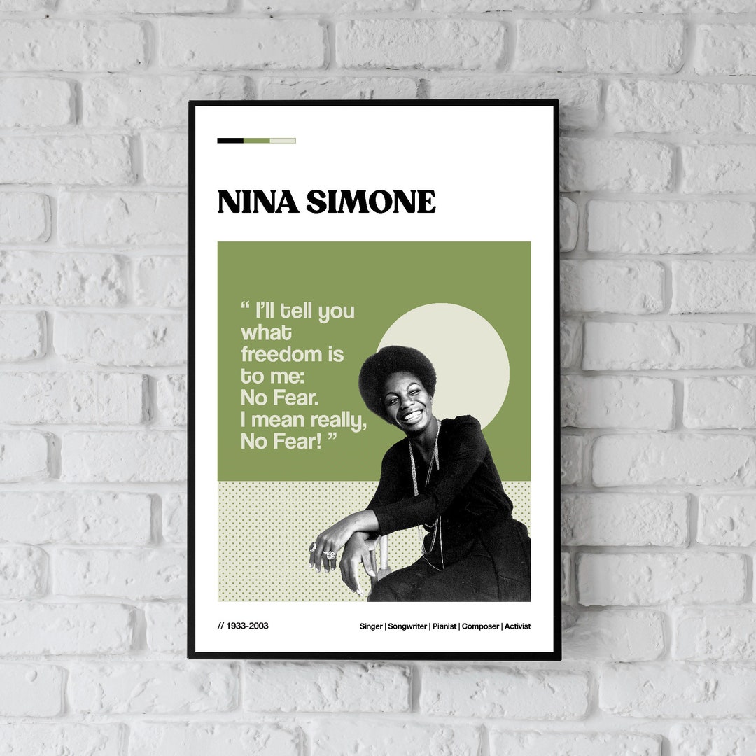 Strong Simone Nina Simone Poster With Her Quote, Girl Power Wall Art by Feminist ...