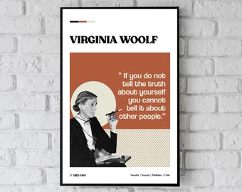 Virginia Woolf feministisches Zitat Poster, feministische Frauen Autorin in der Literatur, berühmtes inspirierendes weibliches Zitat in der Geschichte