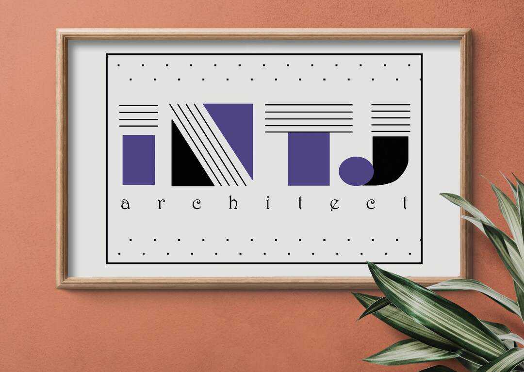 INTJ Architect Myers Briggs Mbti Personality Type, INTJ Minimal Typography Art Deco Print