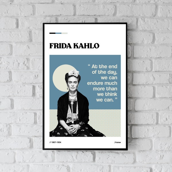 Frida Kahlo Inspiring Quote With Her Portrait, Women Empowered Quote Print For Strong Woman, Feminist Women Quote in History