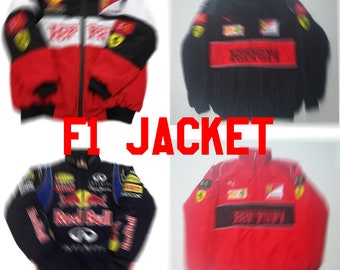 Logo ricamato di alta qualità Giacca F1 vintage, Formula Uno,Giacca pilota da corsa,giacca Ferrari, Giacca per adulti neutrale rispetto al genere, Regalo per le donne