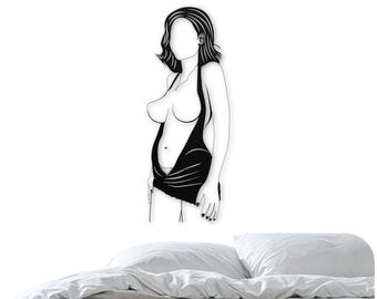 Erotic Wall Art Set | Nude Woman Line Drawing | Sexy Wall Decor | Naked Woman Body Art