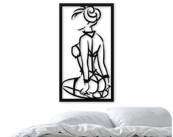 Conjunto de arte de pared erótico BDSM / Dibujo de líneas desnudas sensuales / Decoración de dormitorio sexy