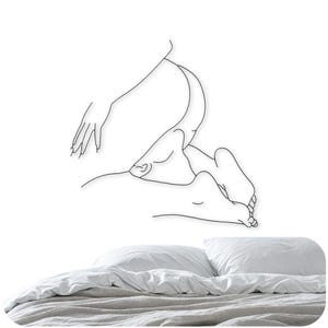 Erotic Wall Art Set | Sexy Gifts for Guys | Nude Woman Line Drawing | Bedroom Decor image 1