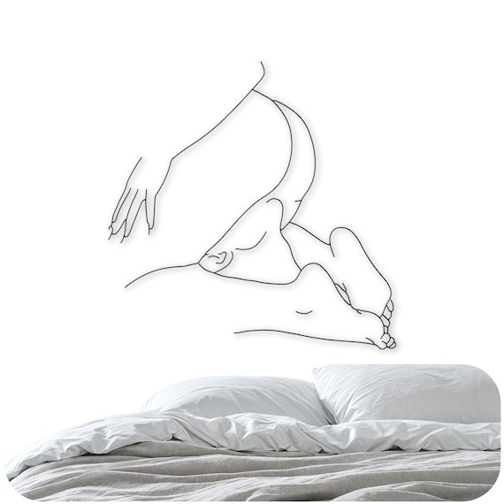 Erotic Wall Art Set | Sexy Gifts for Guys | Nude Woman Line Drawing | Bedroom Decor