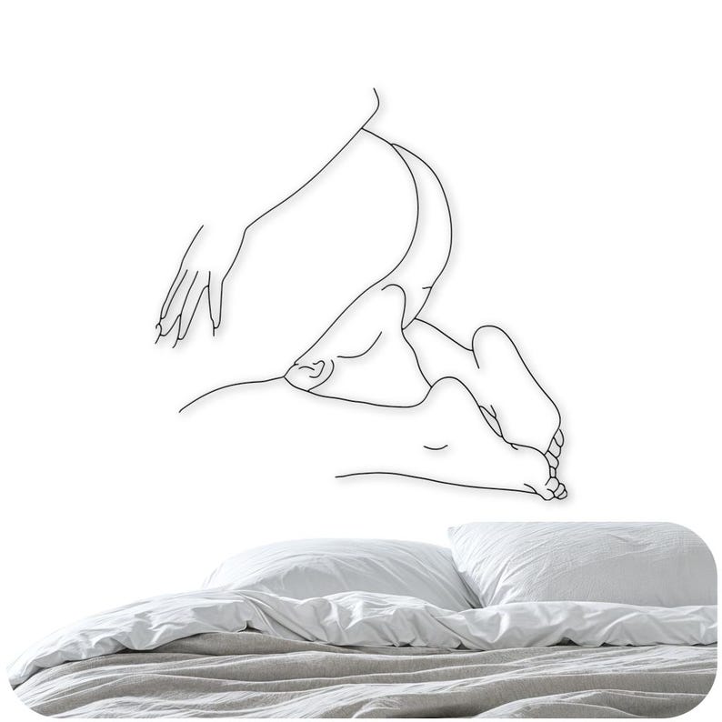 Erotic Wall Art Set | Sexy Gifts for Guys | Nude Woman Line Drawing | Bedroom Decor image 1
