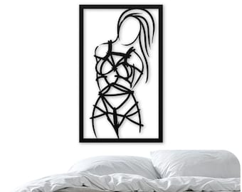 Juego de arte de pared erótico / Decoración de metal BDSM sexy / Dibujo de líneas desnudas / Arte de pareja sensual