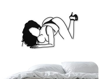 Erotic Wall Art Set | Nude Woman Line Drawing | Sexy Wall Decor | Naked Woman Body Art