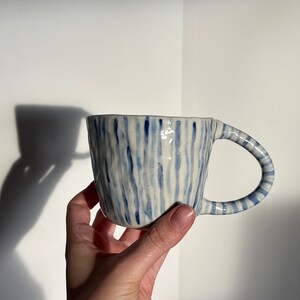 PREORDER Handmade two-tone blue lines mug image 1