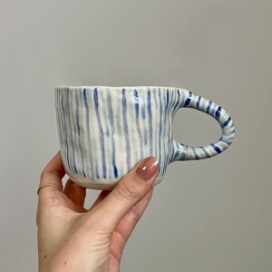 PREORDER Handmade two-tone blue lines mug image 2