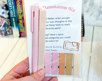 Mini Annotation Kits–Bookish Gifts for Readers–Sticky Tabs, Highlighter, Pen, Paper Clip–Office Supplies