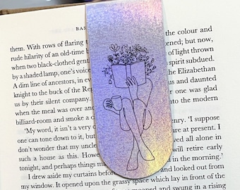 Silver Flower Girl Holographic Magnetic Sticker–Motivation–BookTok–Bookish–Bookworm