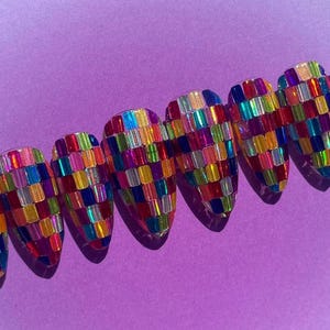 Rainbow Disco Gel Press-on Nails