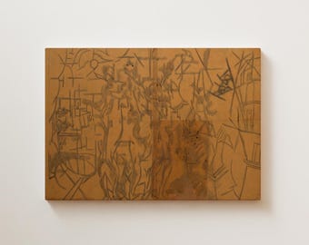 Mid Century Abstract Sketch Print | Neutral Brown Modernist Drawing | Minimalist | Printed and Shipped