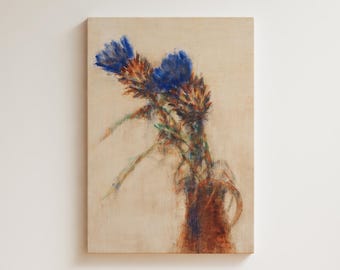 Vintage Expressionist Botanical Print | Christian Rohlfs Artichoke Flowers | Blue Terracotta Wall Art | Printed and Shipped