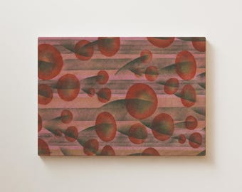 Vintage Geometric Abstract Print - Red Pink Warm Tones - Mid Century Modern Wall Art