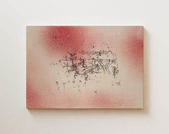 Vintage Abstract Wall Art Print | Paul Klee Bird Landscape | Blush Pink Gestural Art | Printed and Shipped