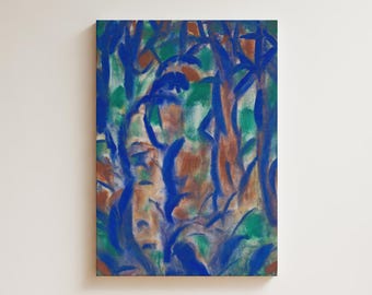 Christian Rohlfs Blue Abstract Landscape Print | Expressionist Forest Wall Art | Mid Century Modern Decor
