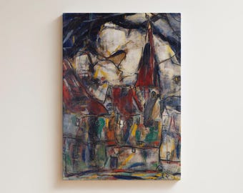 Christian Rohlfs Expressionist Cityscape Print | Colorful Vintage Wall Art | Mid Century Modern Eclectic Decor